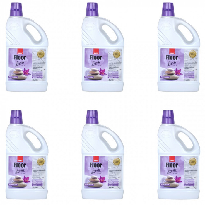 6 x Sano Floor 4 in 1, Solutie curatat pardoseala cu miros de lilian, 6 x 1000ml