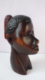 BUST FEMEIE AFRICANA SCULPTURA IN LEMN