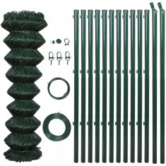 vidaXL Gard de legatura din plasa cu stalpi, verde, 1,25 x 25 m, o?el foto