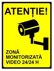 Semn pentru zona monitorizata video 24 din 24 ore foto