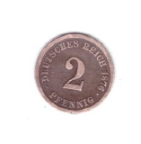 Moneda Germania 2 pfennig 1876 F, stare relativ buna, curata