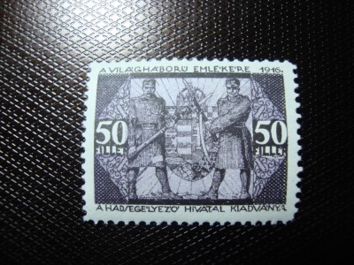 UNGARIA 1916 TIMBRU DE AJUTOR AL ARMATEI 50 FILLER MH CU ABKLATSCH foto