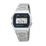 Casio Vintage A158WA-1DF Ceas Digital pentru Bărbați cu Brățară Argintie din Oțel Inoxidabil 34mm