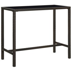 vidaXL Masă de bar de grădină, maro, 130x60x110cm, poliratan și sticlă 313460