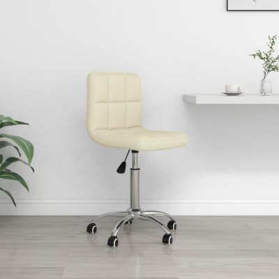 vidaXL Scaun de birou pivotant, crem, material textil foto
