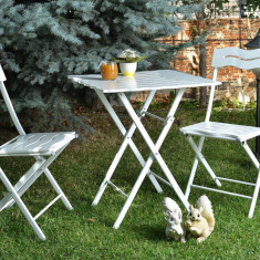 Set mobilier de gradina 3 piese, Valovi, Bistro Set 1, MDF , Alb