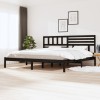 Gossi cadru de pat, negru, 200x200 cm, lemn masiv de pin