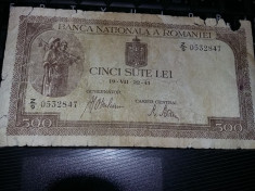 Bancnota 500 lei 1941,bancnota veche Romania,Starea care se vede,Tp.GRATUIT foto