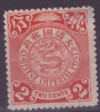 202-CHINA 1897-Uzuale DRAGON 2 C rosuorange nestampilat cu guma originala MLH