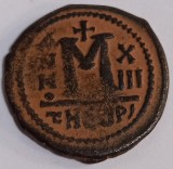 Maurice Tiberius AE Follis, Antiochia, Anul 3, (582-602 d.Hr.), 28mm, 11.05g, Moneda Antica
