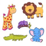Decoratiuni de perete din spuma, animale din Jungle, 5 piese, Oem
