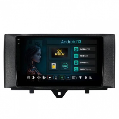Navigatie 2K Smart Fortwo (2010-2015) 4GB RAM Android 13 Octacore Slot Sim 4G DSP GPS Wi-FI Carplay Android Auto USB Bluetooth Waze Touchscreen 9.5 In foto