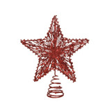 Varf de brad - Iron Glitter Star - Christmas Red | Kaemingk