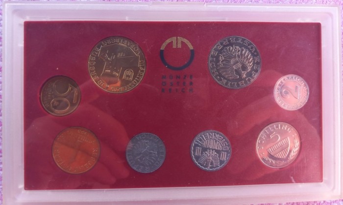 SET 8 MONEDE AUSTRIA - 1990 - DE LA 2 GROSCHEN LA 20 SCHILLING VORARLBERG - MARTINSTURM BREGENZ - MONEDE PROOF