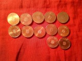 12 Monede 5 Bani Romania 2005-2024 ,cal. F.Buna ,AUNC si NC