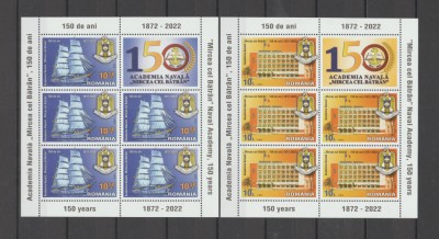 ROMANIA 2022 ACADEMIA NAVALA 150 ani Minicoli cu 5 timbre+1 vinietaLP.2394 MNH foto