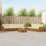 vidaXL Set de canapele de exterior cu pernă 8 pcs Natural și Crem 3373135