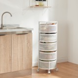 Carucior servire la masa Steigen cu 5 cosuri alb [en.casa] HausGarden Leisure, [en.casa]