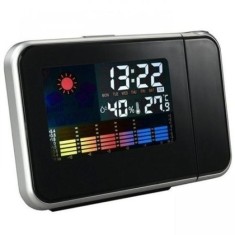Ceas cu Proiectie, cu Alarma si Statie Meteo HL-8190, Negru-Argintiu