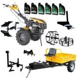 ProGARDEN Pachet Campo 1873 Alpine V2 Motocultor 18CP + RM500T Remorca + 2xPlug + Prasitoare + Adaptor + 2xRoti metalice 540x170 + 6L Ulei ProAdvanced