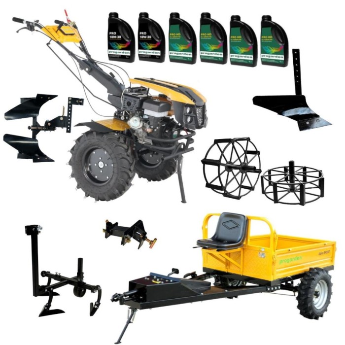 ProGARDEN Pachet Campo 1873 Alpine V2 Motocultor 18CP + RM500T Remorca + 2xPlug + Prasitoare + Adaptor + 2xRoti metalice 540x170 + 6L Ulei ProAdvanced