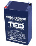 Acumulator stationar 6V 4,2Ah F1 AGM VRLA TED Electric TED642