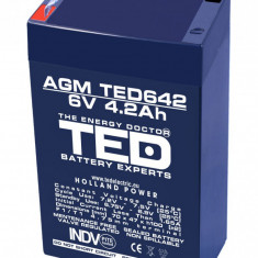 Acumulator stationar 6V 4,2Ah F1 AGM VRLA TED Electric TED642