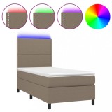 Cumpara ieftin Pat cu arcuri, saltea si LED, gri taupe, 90x190 cm, textil
