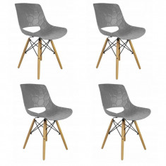 Set 4 scaune stil scandinav, PP, lemn, max 100 kg, gri, 45x55x78 cm, Lars