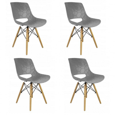 Scaune stil scandinav, PP, lemn, max 100 kg, gri, set 4 buc, 45x55x78 cm, Lars foto