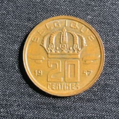 Moneda 20 centimes 1957 Belgia