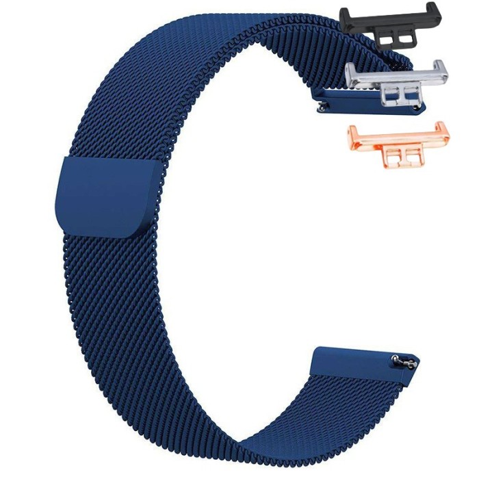 Curea Milanese Loop, compatibila Huawei Watch Fit 1, cu adaptor dedicat, Albastru