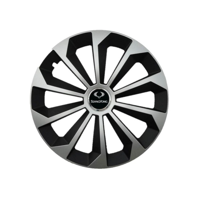 Set 4 Capace Roti 14 inchi (R14) Fame Gri-Negru, Compatibile Cu SsangYong