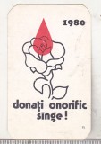 Bnk cld Calendar de buzunar - 1980 - Donati onorific singe !