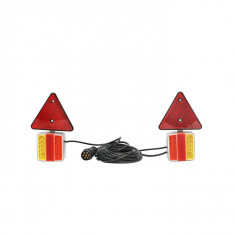 Set lampi LED magnetice cu triunghiuri reflectorizante pentru remorca, fisa 7 pini, cablu 2,5m cablu fisa = 7,5 m Cod: BK98483/SA93 20SK11 Automotive