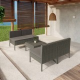 VidaXL Set mobilier de grădină cu perne, 5 piese, gri, poliratan