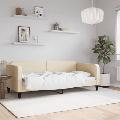 vidaXL Pat de zi, crem, 90x200 cm, material textil 354037 foto