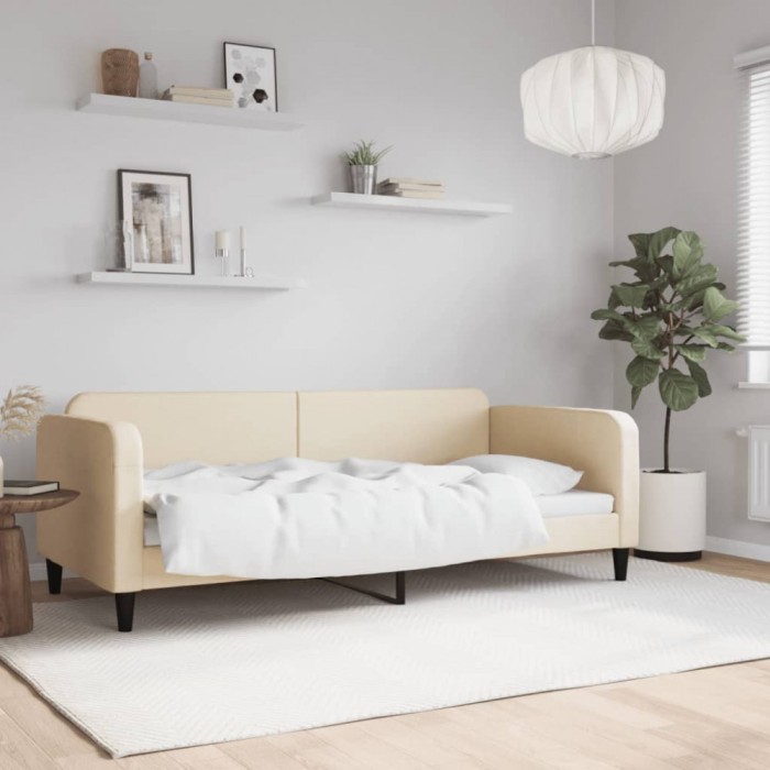 vidaXL Pat de zi, crem, 90x200 cm, material textil 354037
