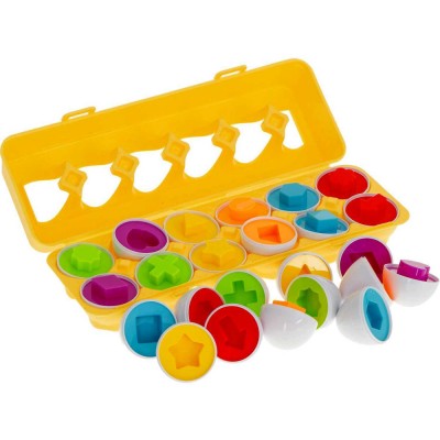 Joc educativ Matching eggs, Set 12 oua pentru invatarea formelor si culorilor Ikonka IK17739 foto