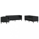 Cumpara ieftin Set canapele Chesterfield cu 3 locuri, negru, piele eco.