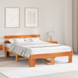vidaXL Cadru de pat cu spătar maro cerat 160x200 cm lemn masiv de pin