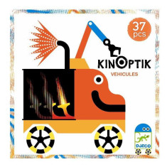 Joc de construit și animație cu 37 de piese ilustrate - Kinoptik Djeco, Vehicule