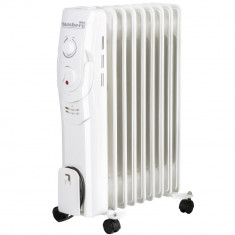 Calorifer electric Hausberg HB-8910AB, 2000 W, 9 elementi, 3 nivele de putere, termostat reglabil, Alb foto