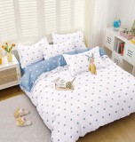 Cumpara ieftin Lenjerie Pat Dove Fx064, Bumbac, 4 Piese, Fara Elastic, Alb, Albastru