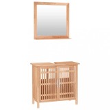 Cumpara ieftin Set mobilier de baie, 2 piese, lemn masiv de nuc