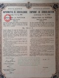 1000 Franci Aur 1934 6550 Lei Aur Titlu de Stat neincasat Obligatiune Datoria Publica a Romaniei cu cupoane dobanda