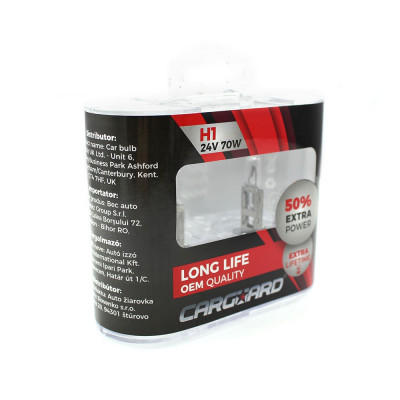 Set de 2 becuri Halogen 24V - H1, 70W, +50% Intensitate - LONG LIFE - CARGUARD Best CarHome foto