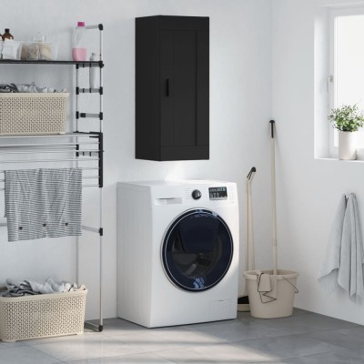 vidaXL Dulap de perete, negru, 34,5x34x90 cm, lemn prelucrat 830517 foto