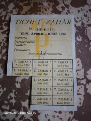 tichet zahar 1963 foto