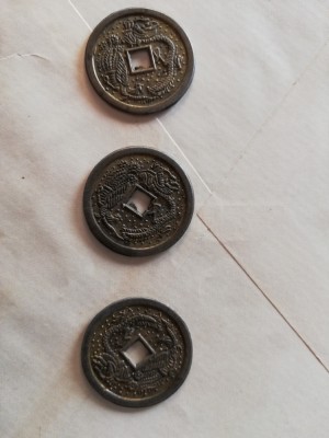 Lot 3 monede Japonia, diam. 25 mm. sfarsit sec. XIX, stare foarte buna foto